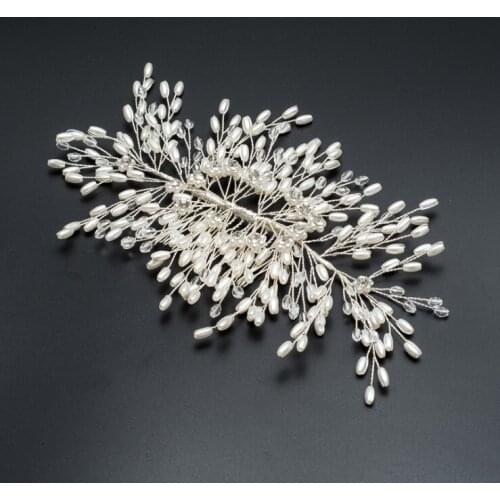 Elegant Huge Wedding Hair Combs For Bride Crystal Rhinestones Pearls Women Hairpins Bridal Headpiece Hair Jewelry Accessories