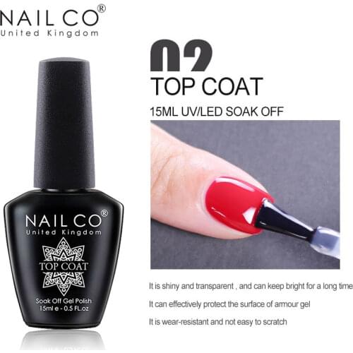 NAILCO 15ml Top Coat And Base Coat Design Gel Nail Polish For Manicure Top Base Coat Soak Off UV LED Gel For Nail Art Varnish