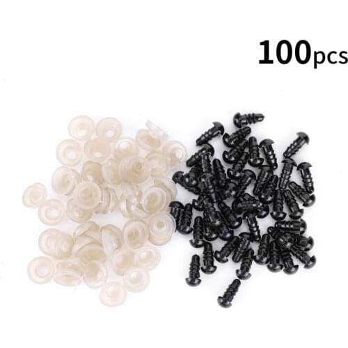 100pcs 6mm/8mm/9mm/10mm/12mm DIY Plastic Safety Eyes and 100pcs Washers Dolls Toys Accessories Animal Making Craft Eyes