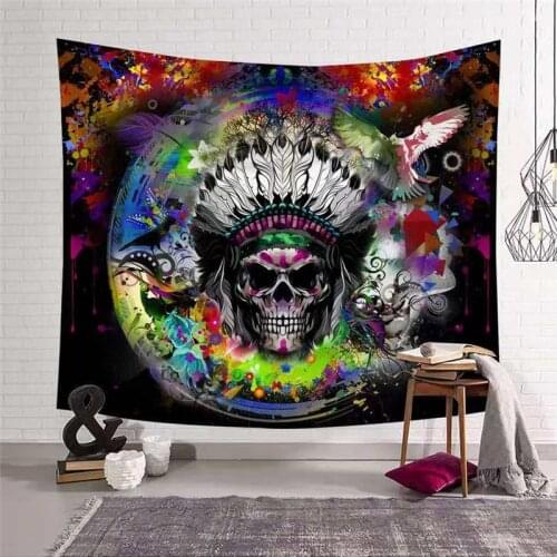 Yoga Buddha Indian Mandala Tapestry Wall Hanging Boho Decor Macrame Hippie Witchcraft Skeleton King Wall Carpet