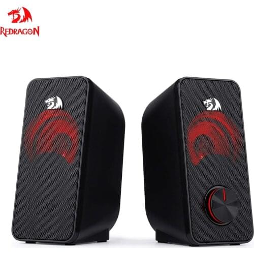 Redragon GS500 Stentor PC Gaming Speaker, 2.0 Channel Stereo Desktop Computer Speaker with Red Backlight USB Powered