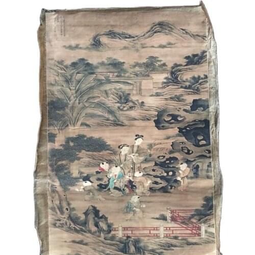 Chinese Old Scroll Wang Pu - Happy Pictures Painting Rice Paper Painting Slice