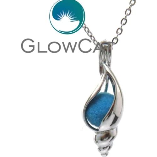 KK574 Copper 30mm Conch Beads Cage Locket Fragrance Essential Oil Diffuser Oyster Pearl Cage Pendants Necklaces 18'' Steel Chain