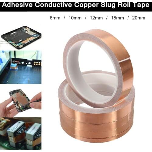 10 Meters Single Side Adhesive Conductive Copper Foil Tape 6/10/12/15/20mm Waterproof EMI Shielding Heat Resist Adhesive Tape