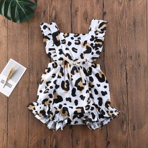 3-18M Toddler Infant Baby Girl Sleeveless Leopard Ruffle Romper Jumpsuit Summer One Piece Outfit Casual Baby Clothing