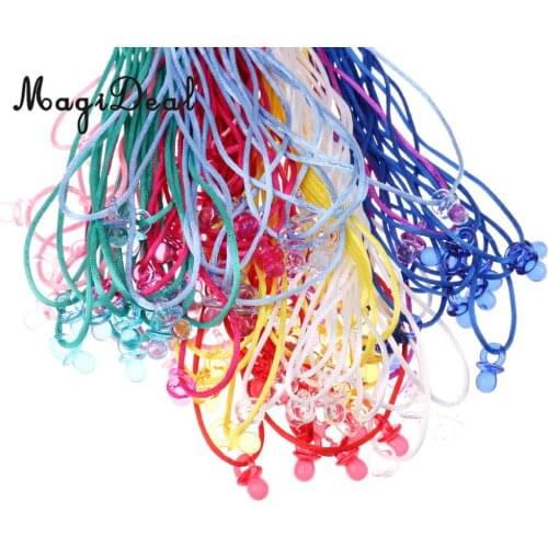 MagiDeal 10pcs Mini Pacifier Necklaces Game Prizes Gifts Baby Shower Favor Birthday Party Gifts Colorful Decor