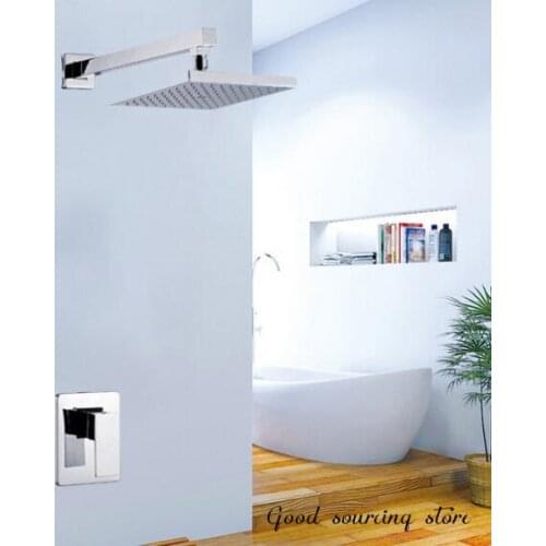 In-wall rainfall shower faucet set (brass valve, 20x20cm shower head)