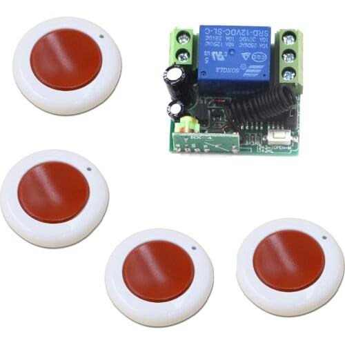 New Wireless Remote Switch DC 12V Mini Relay RF Remote Switch Radio Controller 1CH Receiver & 4 Transmitter Learning Code