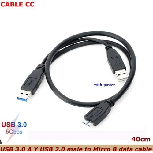 New USB 3.0 A Y USB 2.0 male to Micro B data cable, with power supply for mobile hard disk, mobile hard disk SSD cable adapter