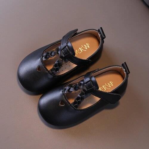 Little Girls Princess shoes casual leather Shoes school beige khaki black Soft bottom Kids Single Shoes chaussure fille 1 2 3-6T