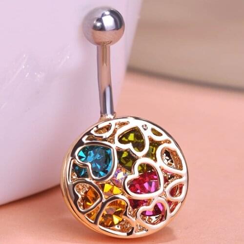Very Beautiful Rose Flower Percings Women Gothic Body Percing Fashion Womens Colar Rhinestone Belly Button Rings Bijoux Pircing