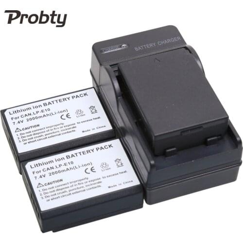 Probty 3pcs LP-E10 LP E10 LPE10 Camera Battery + Charger For Canon 1200D 1100D Rebel T3 T5 Kiss X50 X70