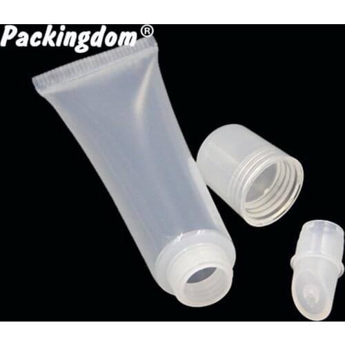 20pcs Empty Lipgloss Tube Plastic Clear Container 8ml Refillable Packing Lip Gloss Tubes Cosmetic Sample Squeeze Soft Packaging