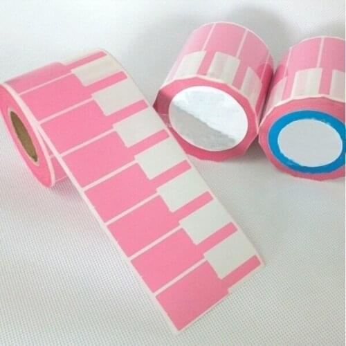 Blank Network Cable Label Sticker 70x24MM 1000 Pieces Glossy PET P Shape Pink Color Waterproof Tearproof oilproof