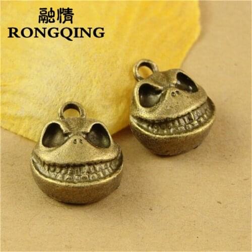 RONGQING 16*14*7MM 30pcs/lot Skull head Halloween Pendants Necklaces Handmade Fashion Jewelry Charms DIY
