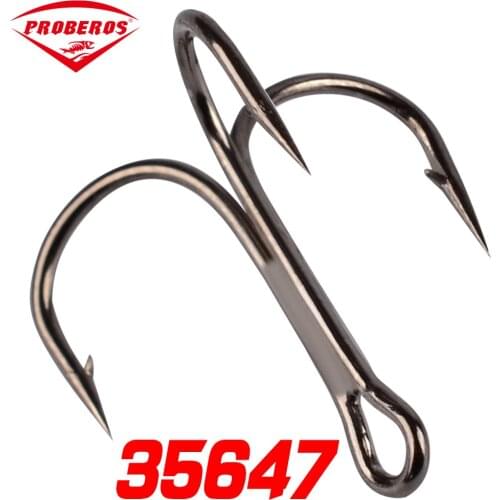 20pcs/lot 3/0# 2/0# 1/0# 35647 High Carbon Steel Fishing Hook Barbed Treble Hooks Fishhooks Carp Fishing Tackle Accessories