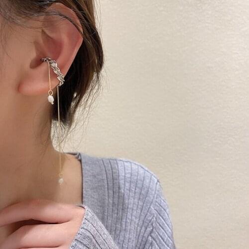 1pcs Metal Chain Magnetic Earrings Punk No Piercing Simple Ins Ear Bone Clip Earrings Chain Link Tassel Jewelry