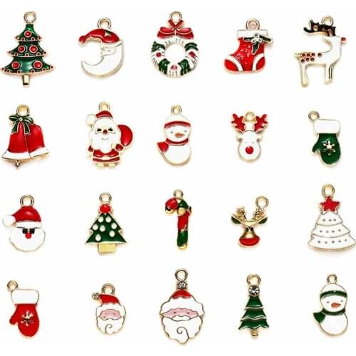 20Pcs/Set Enamel Alloy Mixed Christmas Charms Pendant Jewelry Hand Made DIY Craft Making sieraden maken Decoration Accessories