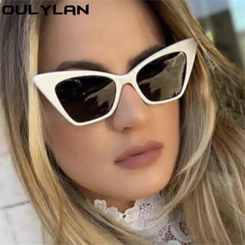 Oulylan 2021 Women Sunglasses Luxury Brand Designer Cat Eye Sun Glasses Female Classic Retro Green Eyewear Shades UV400 Mirror
