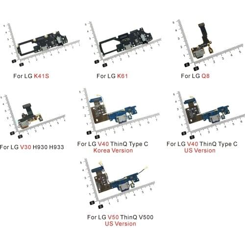 USB Charger Dock Connector Flex Cable Repair Parts Charging Board For LG K41S K61 Q8 V30 H930 H933 V40 ThinQ V50 With Microphone