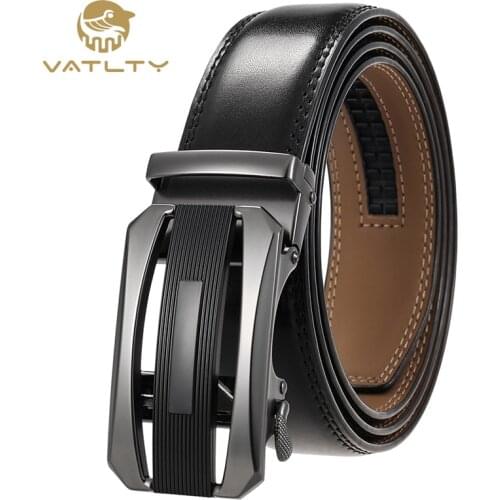 VATLTY Official authentic mens belt natural cowhide hard metal automatic buckle fashion business belt for men suit belt
