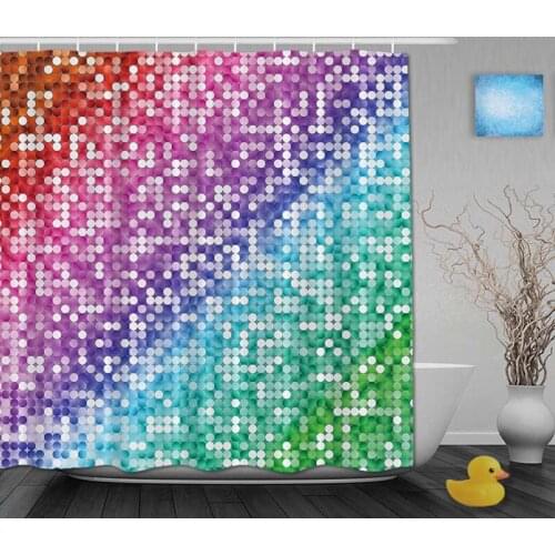 Rainbow Decor Bathroom Shower Curtain Printed Sequin Stripe Shower Curtains Waterproo Polyester Fabric Custom Bathroom Curtain