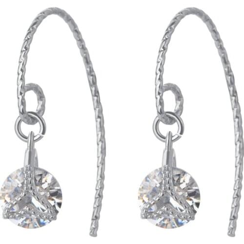 925 Solid Sterling Silver Crystal Mermaid Charm Drop Earrings for Women Jewelry Party Accessories pendientes Brincos eh1033