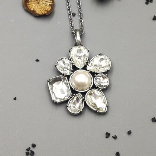 Vanssey Fashion Jewellry Geometric Glass Long Statement Necklace Wedding Accessories for Women 2019 New