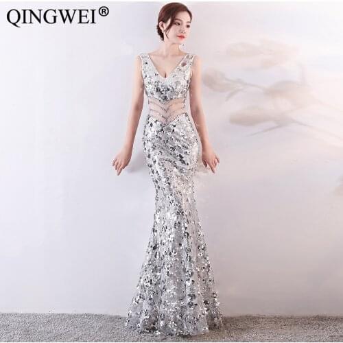 2019 new fishtail I lady car model nightclub sexy fashion fishtail party evening dress, long dress party dress dresses
