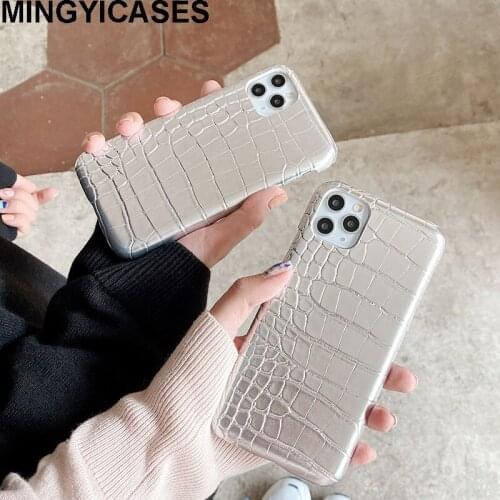 Hard Coque for IPhone 12 Case Luxury Alligator Print PC+PU Phone Cases for IPhone 11 12 Pro Xs Max 7 8 Plus Xr X 12 Mini Cover