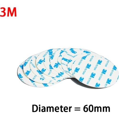 100pcs 3M 1600T White Double Sided Adhesive PE Foam Tape 1.1mm , Diameter= 60mm Round Circle