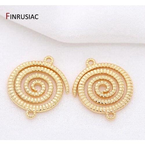 14K Gold Plated Brass Metal Round Circle Pendants Connectors For DIY Jewellery Making