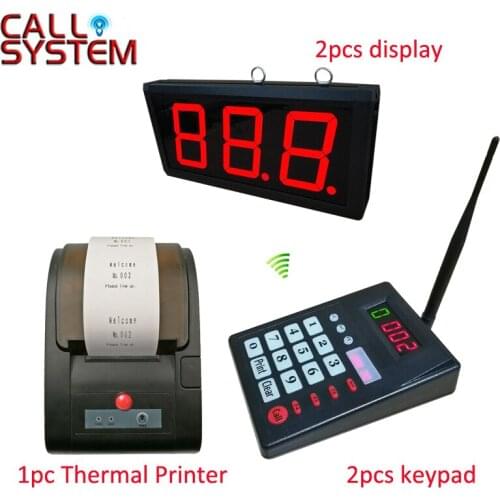 2 keyboard 2 Number Screen 1 Thermal Printer Wireless Queue Calling Paging System for Cafe shop