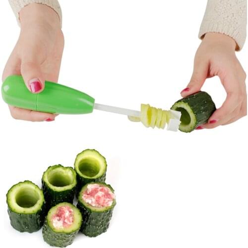2020 New Hot Vegetable Spiral Cutter Spiralizer Meat Stuffing Plastic Tomato Eggplant Cutter Fruit and Vegetable Core Remover
