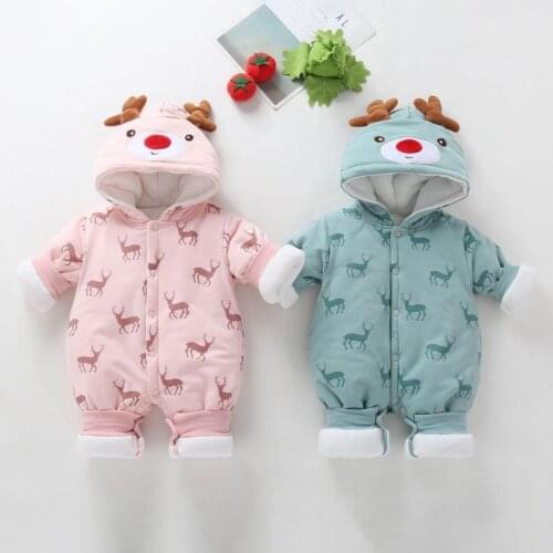 2021 Autumn Baby Clothes For Boys Winter Cotton Girls Rompers 0-24m Christmas Toddler Costume Kids Long Sleeve Jumpsuits Hooded