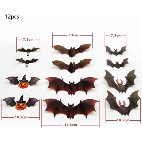 24pcs/Pack 3D Bat Wall Sticker PVC Decoration Black Halloween Party DIY Wall Decor Bar Halloween Party Scary Decos Props