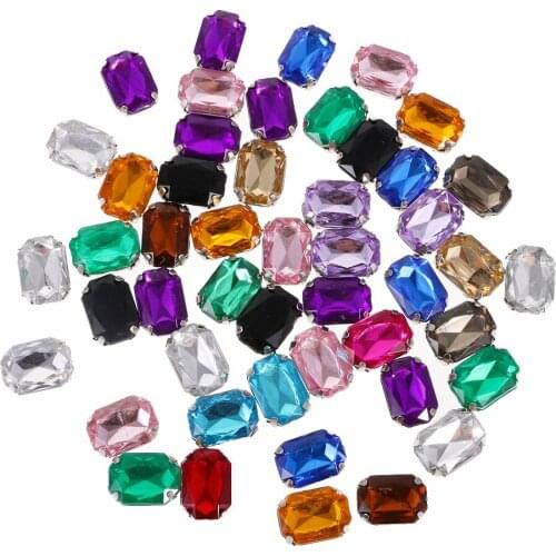 50pcs 10*14mm Flatback Stones Acrylic Cabochon Buttons Bead Sew/Glue on