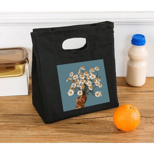 Flower Portable Lunch Bags Thermal Insulated Bento Box Totes Travel Picnic Office Cooler Container Foods Storage Pouch Handbags