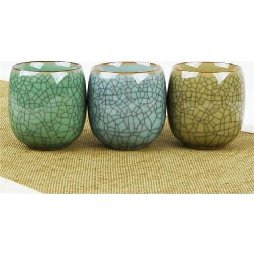 Retro Chinese Tea Set Ge Kiln Celadon Cup Ceramic Teacups 180ml Teaware for Tea Coffee Wine Whisky Services China Porcelain