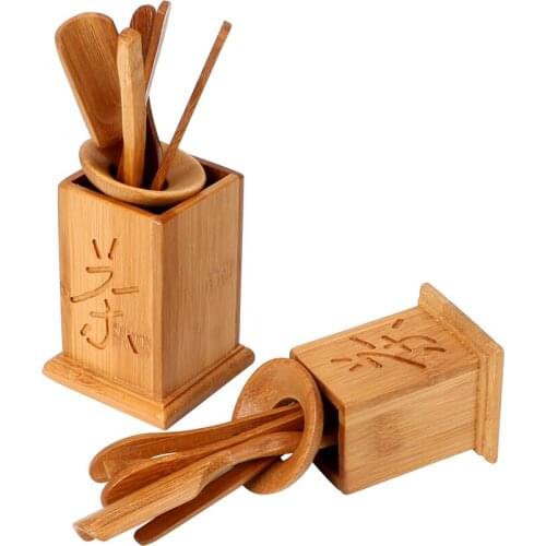 Chinese Bamboo Clip Strainer Kung Fu Tea Sets Puer Knife Spoon Handmade 7pcs/set Vintage Tea Tools Set