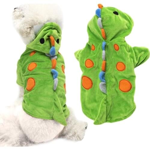 Pet Dog Cat Dinosaur Costume Halloween Hoodies Fleece Dog Cat Clothes Jacket Coat Warm Outfits Clothes For Small Medium Dogs