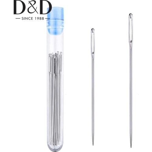 2Pcs Large Eye Needles Leather Sewing Needles Stitch Stainless Steel Embroidery Needle with Clear Bottle DIY Sewing Tools