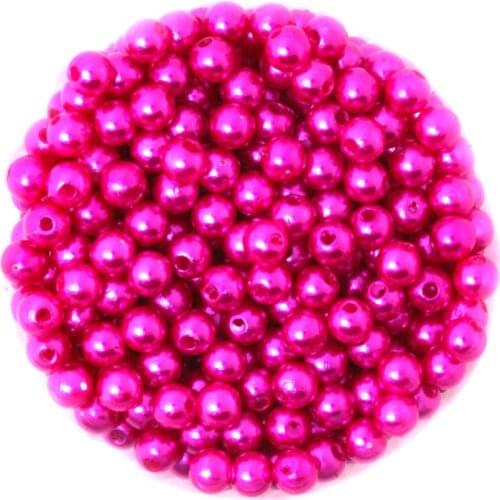Round Approx 1000pcs/lot Fuchsia Color 6mm Dia. Imitation Pearl Plastic Beads Wholesale for Jewelry Making CN-BSG01-02FS