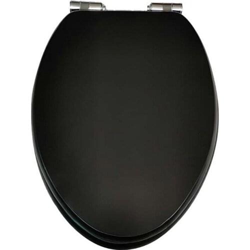 Long V type buffer Black toilet seats cover,Solid wood Slow-Close toilet seats lid,Stainless steel quick release hinge,J19107
