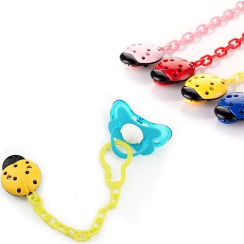 Toddler Baby Ladybug Dummy Pacifier Clip Chain Holder Soother Nipple Strap wholesale supplier baby accessories L0223