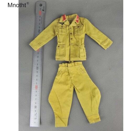 Mnotht 1/6 North African Soldiers Officers Coat+Pants Model Male Yellow Uniform Clothes Toy For 12'' body Action Figure