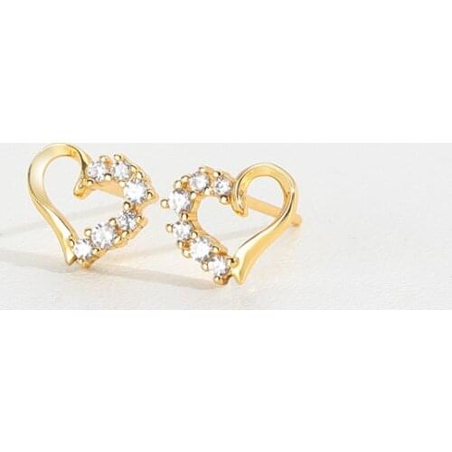 Fashion Simple Gold Plated Heart Stud Earrings Exquisite Zircon Stud Earrings Elegant Girl Casual Party Jewelry Daily Matching
