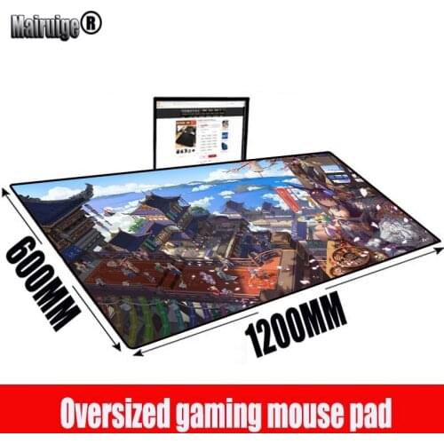 MRGBEST Fantasy Landscape Anime Girl Extra Large Gaming Mouse Pad Computer Big Mouse Mat Locking Edge Mousepad Keyboard Desk Mat