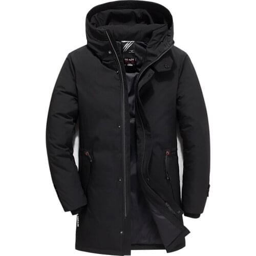 Brand Men Clothing Winter New Down Jacket Fashion Slim Hooded Thick Warm White Duck Down Long Coat and Parka Male 5XL 6XL