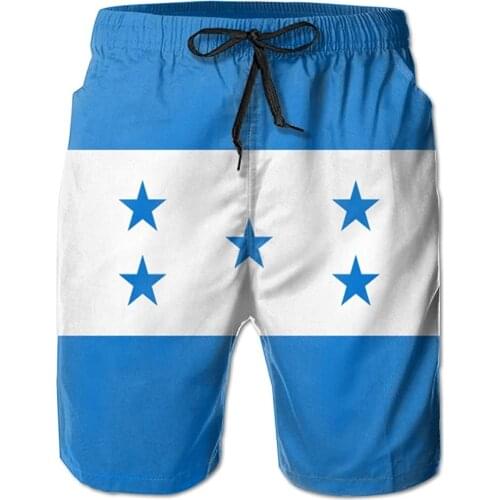 Mens Beach Shorts Swim Trunks Honduras Flag Board Shorts with Pockets Men Shorts